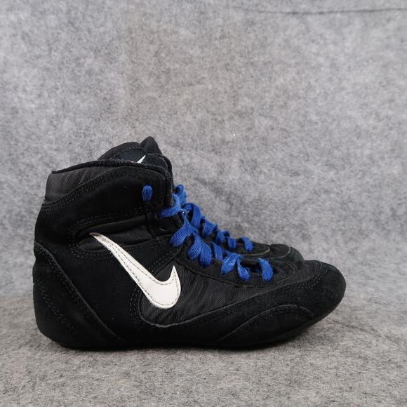 Nike Wrestling Shoes Kids 13C Black Lace Up Sport Athletic High Top Boot Vintage - Picture 1 of 14